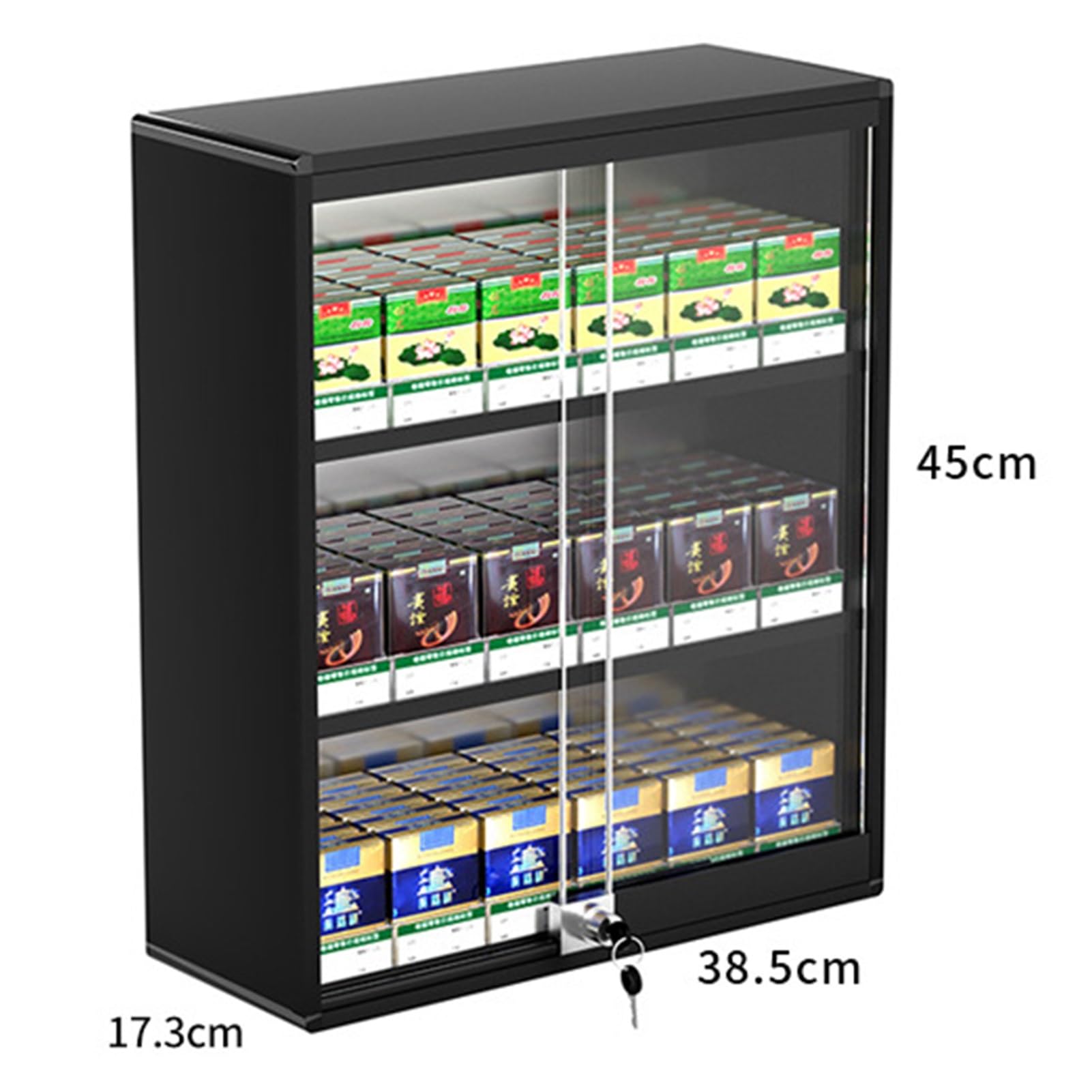 Expositor de cigarrillos, estantes de exhibición para tiendas minoristas, supermercados y mercados, vitrina de exhibición de cigarrillos de pared, organizador d,Black-15.16x6.81x17.72in/38.5x17.3x45CM