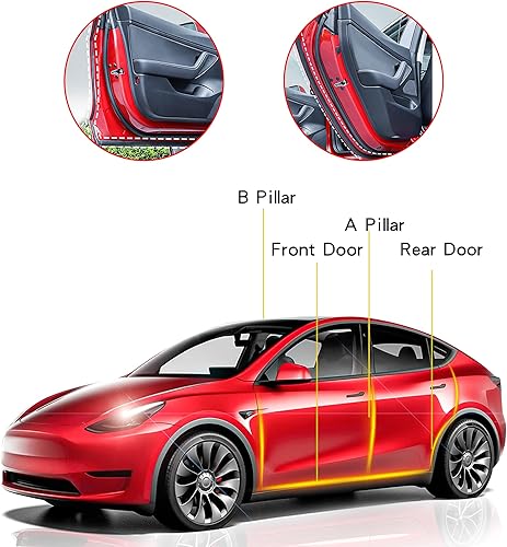 Miniatura 3 de Kit de sellos de puerta para Tesla Modelo Y tira insonorizada con reducción de sonido, tira de sellado de goma para corriente de aire (modelo Y