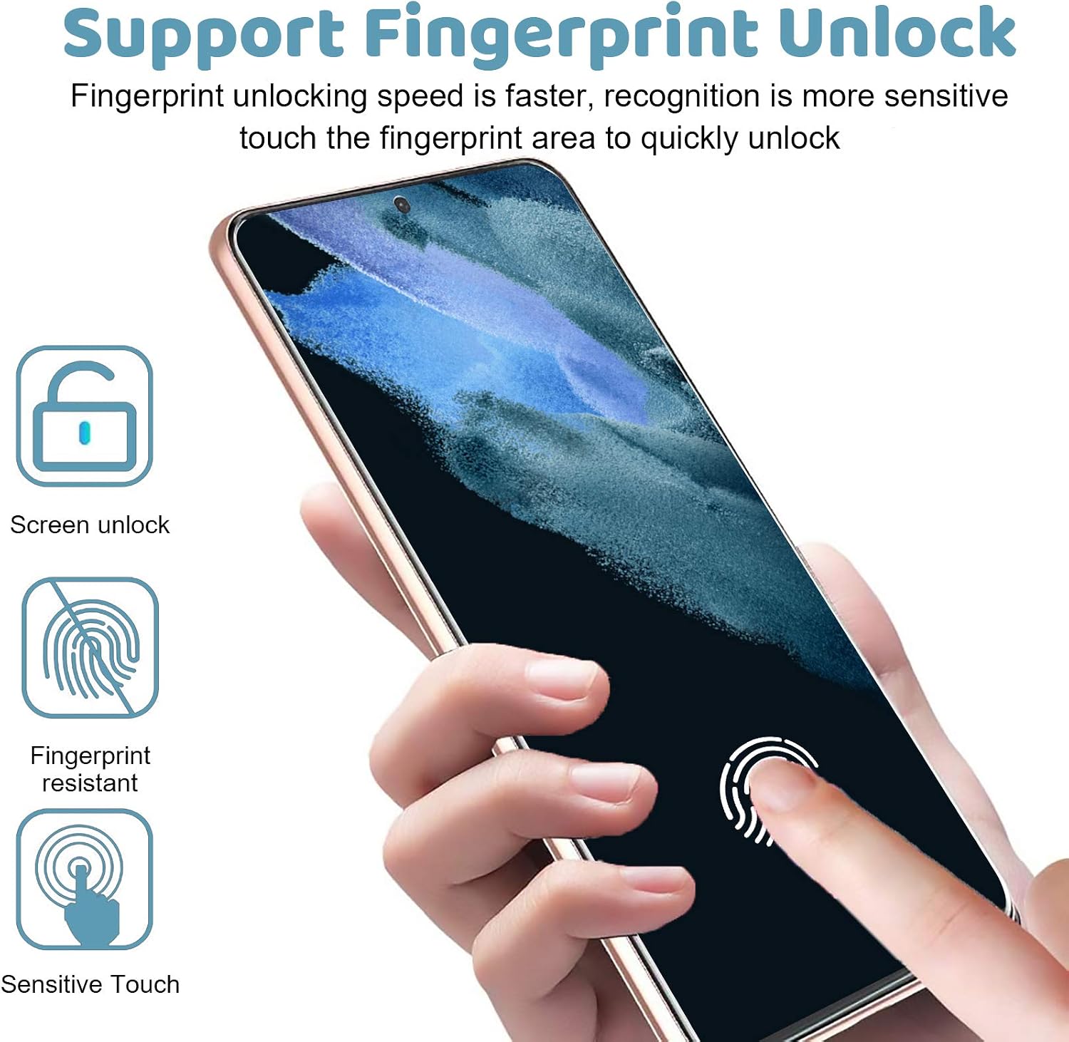 Samcorn Galaxy S21 Ultra Screen Protector, HD Clear Tempered Glass, Ultrasonic Fingerprint Support, 3D Curved, Scratch Resistant, Bubble-Free for Galaxy S21 Ultra 5G Glass Screen Protector