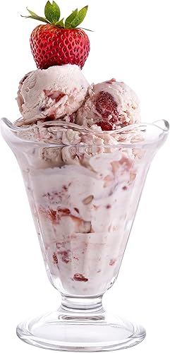 Vikko Vasos de helado con pies de 7.5 onzas Vasos de vidrio estilo clásico Sundae Gruesas y duraderas Para helados, batidos de leche, helados,