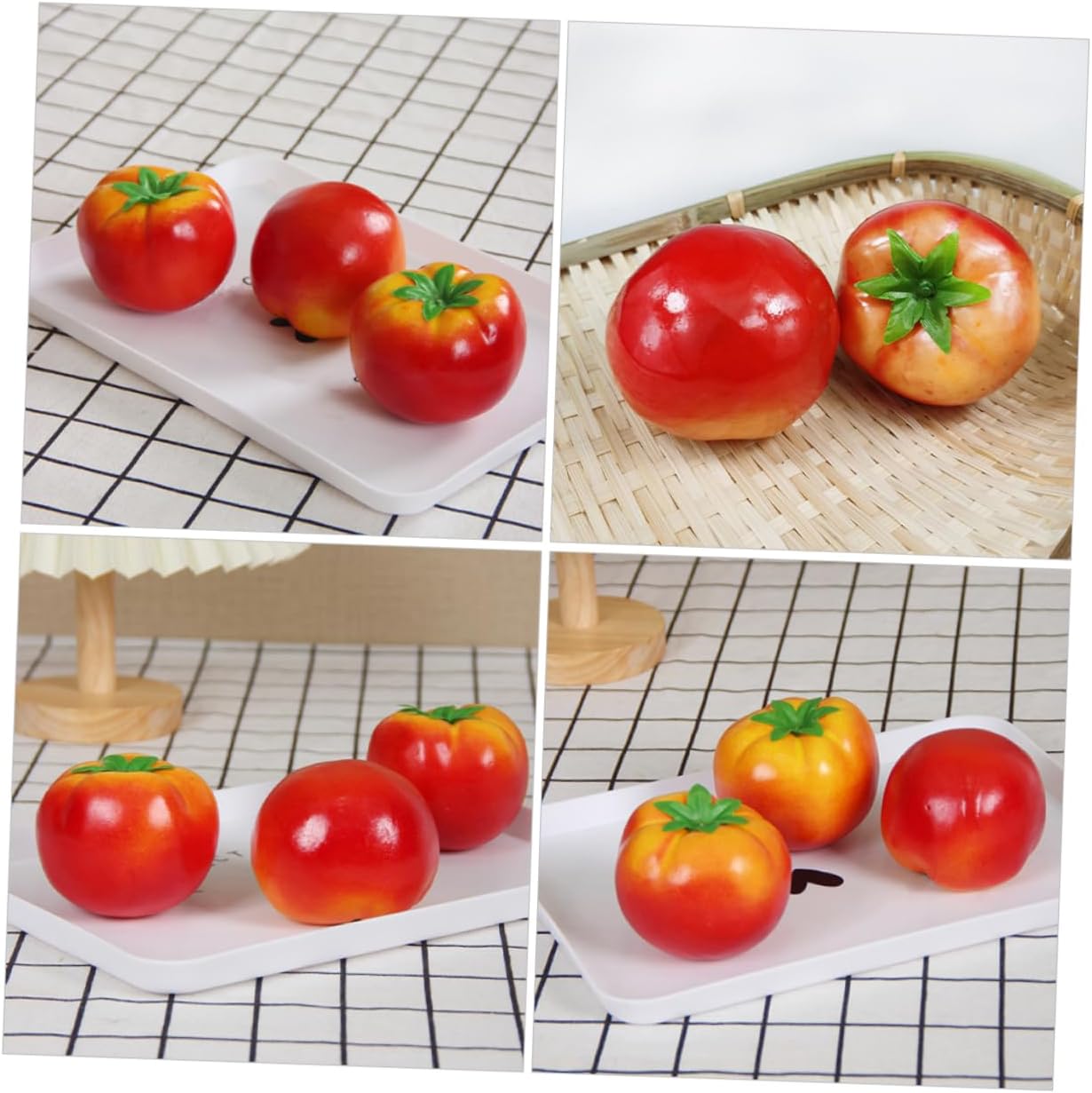 Luxshiny 16pcs Simulated Tomato Vegetable Models Fake Fruit Props for Kitchen Supermarket Art Training