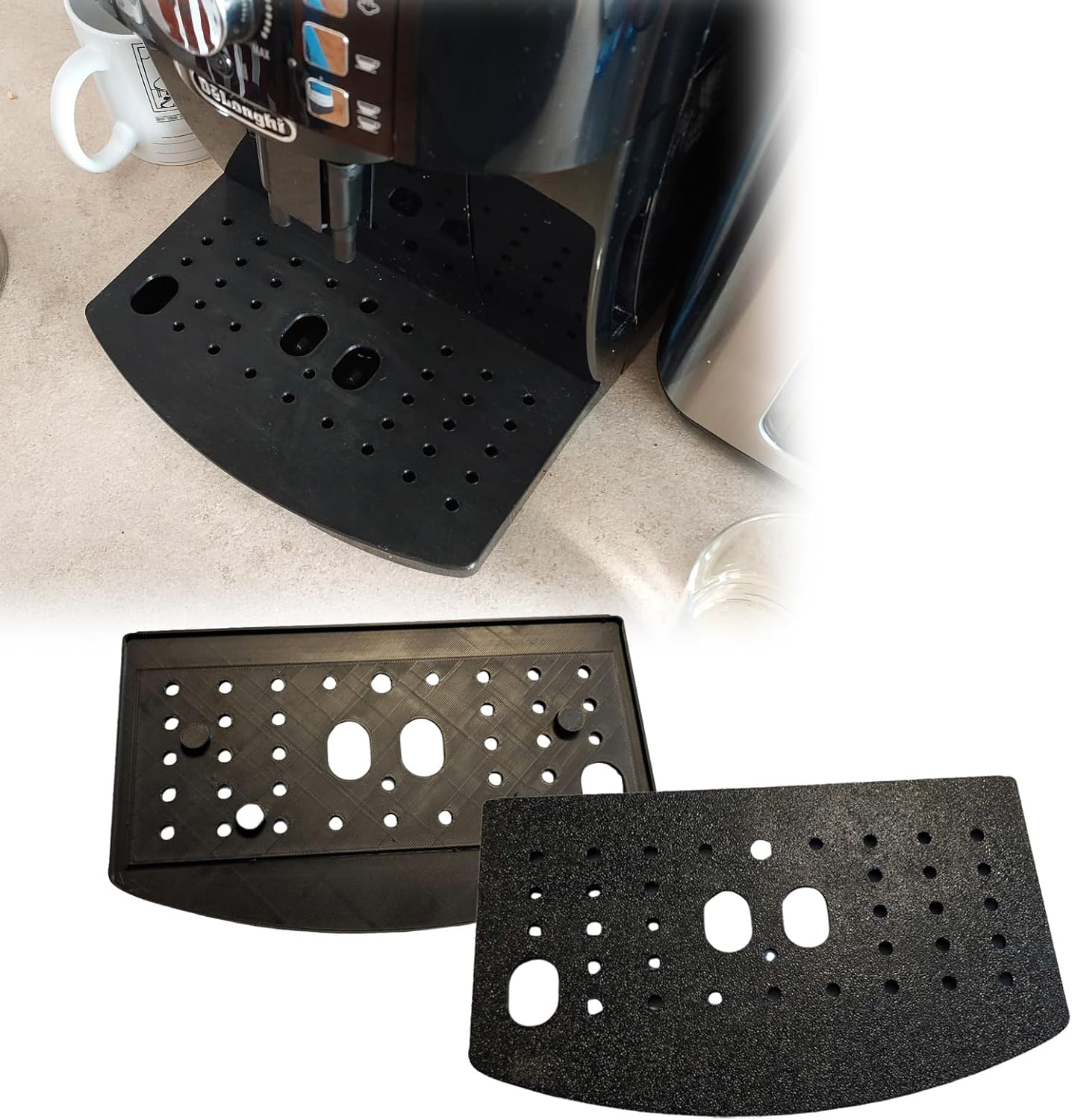 2Pack Coffee Maker Drip Tray Cover for Delonghi Magnifica ECAM/ESAM Models, Coffee Machine Replacement Lid & Splash Guard, Easy-Clean & Counter Space Saving (Black)
