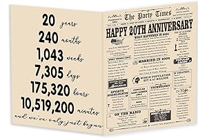 Minimalist 20th Wedding Anniversary Card - An Ideal Keepsake for Honoring Two...