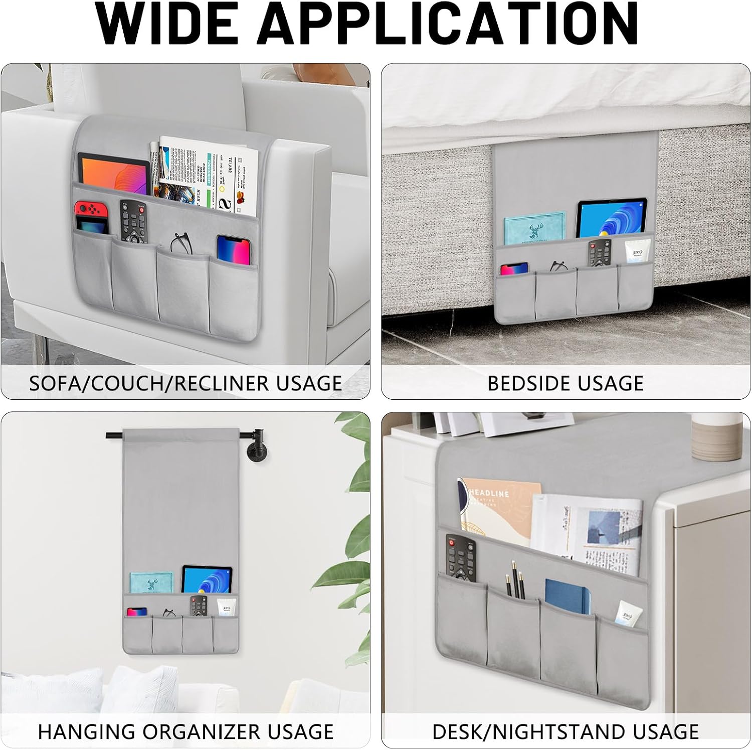 Remote Control Holder for Armchair Caddy, Remote Holder with 5 Pockets image 3