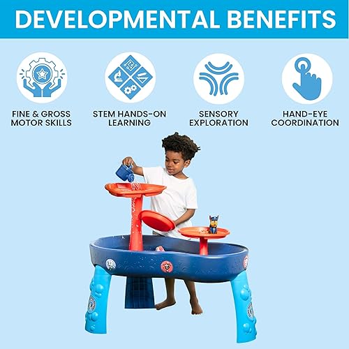 Miniatura 5 de Delta Children - Mesa de agua de la Patrulla Canina  Mesa de agua de 3 niveles con juego de juguetes de 11 piezas, color azul