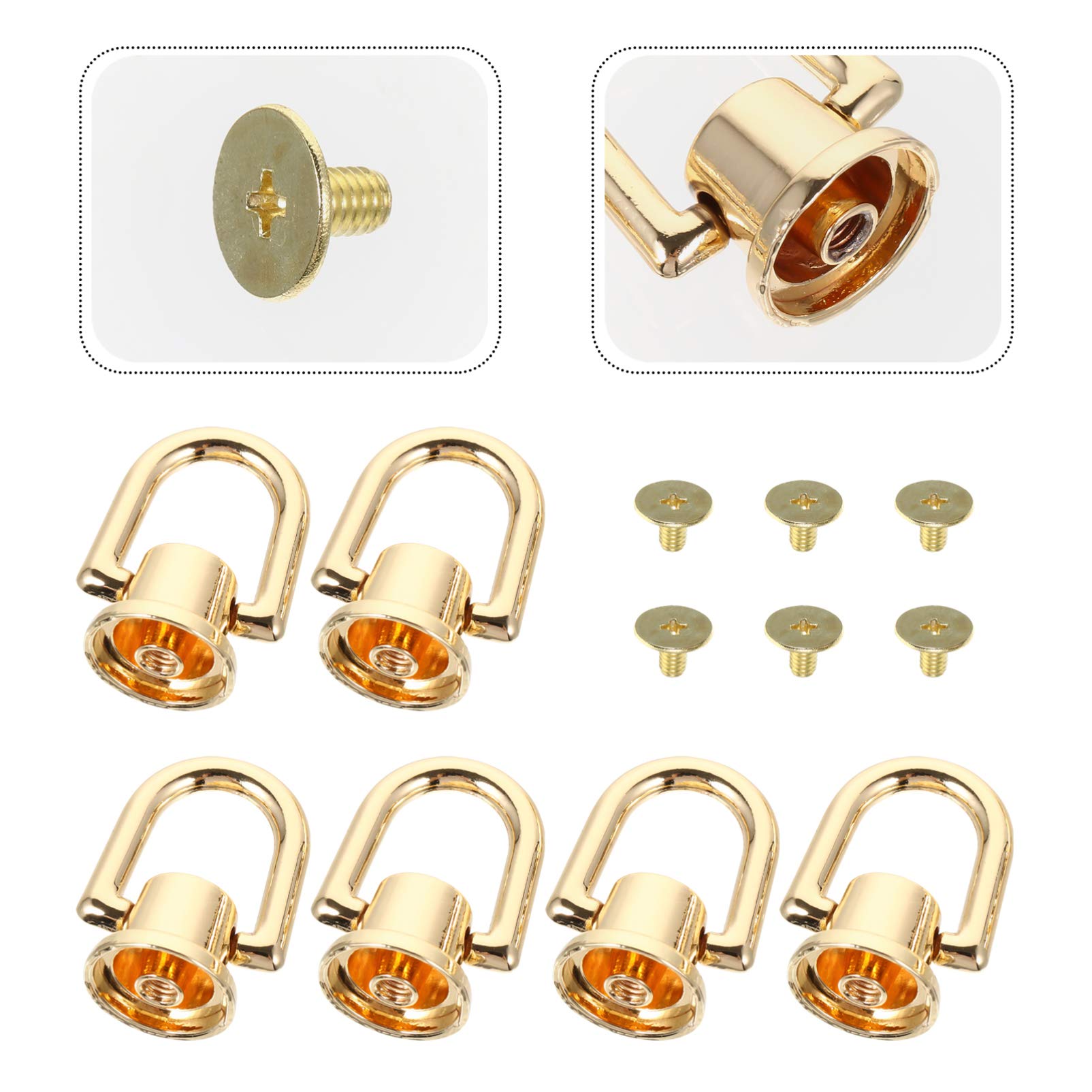 VILLCASE 6 Stück D-ring aus Legierung in Gold Installieren und Tragen für Selbstgemacht Handtaschen und Halsbänder Zubehör