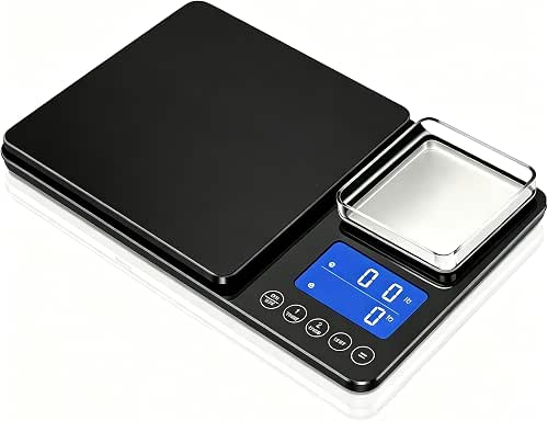 KüChenwaage Digital,Digitale KüChen mit 2 Plattformen 15kg/1g & 500g/0.01g Feinwaage