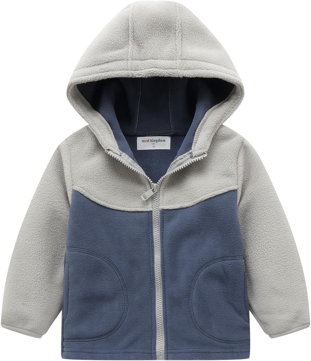 Mud Kingdom Boys Girls Fleece Jackets with Hood Outerwear Long Sleeve Deer Pattern Zipper Tops