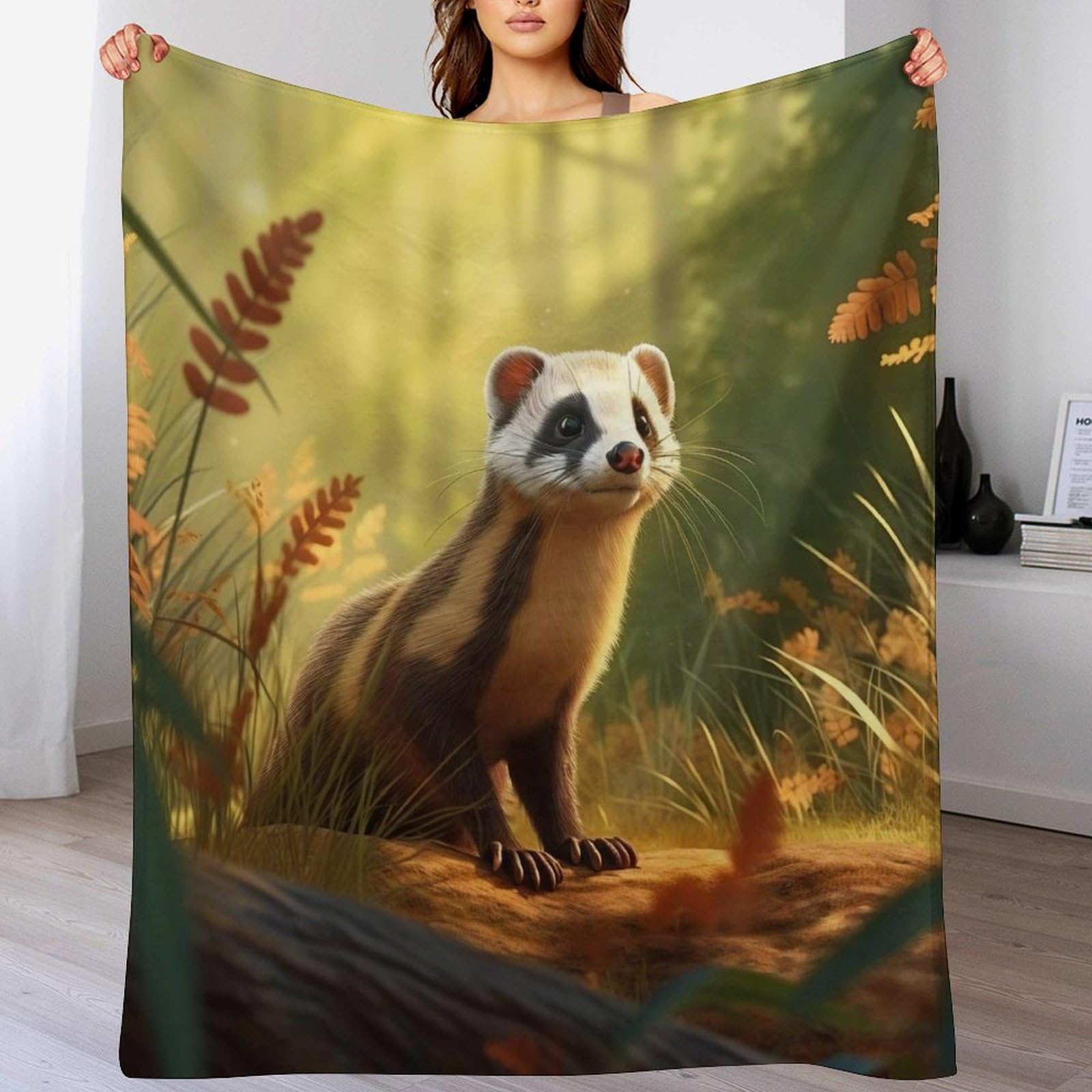 Couverture blaireau en flannel super doux pour des soirées cocooning au salon