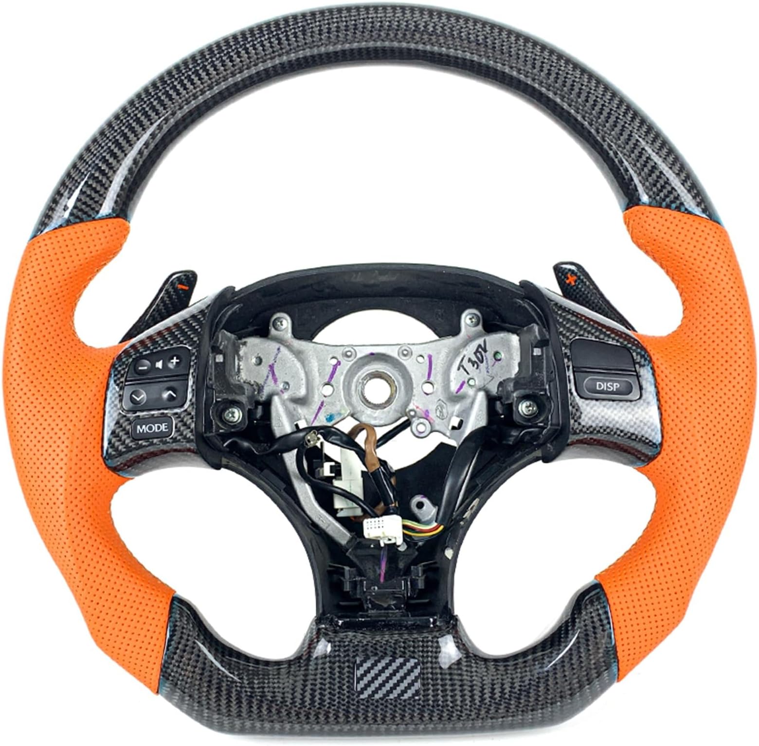 Car Steering Wheels Compatible With Lexus For ISF For IS300 IS250 IS350 IS350C IS300C 2006 2007 2008 2009 2010 Carbon Fiber Car Steering Wheel Light Display With Buttons(Size 4)