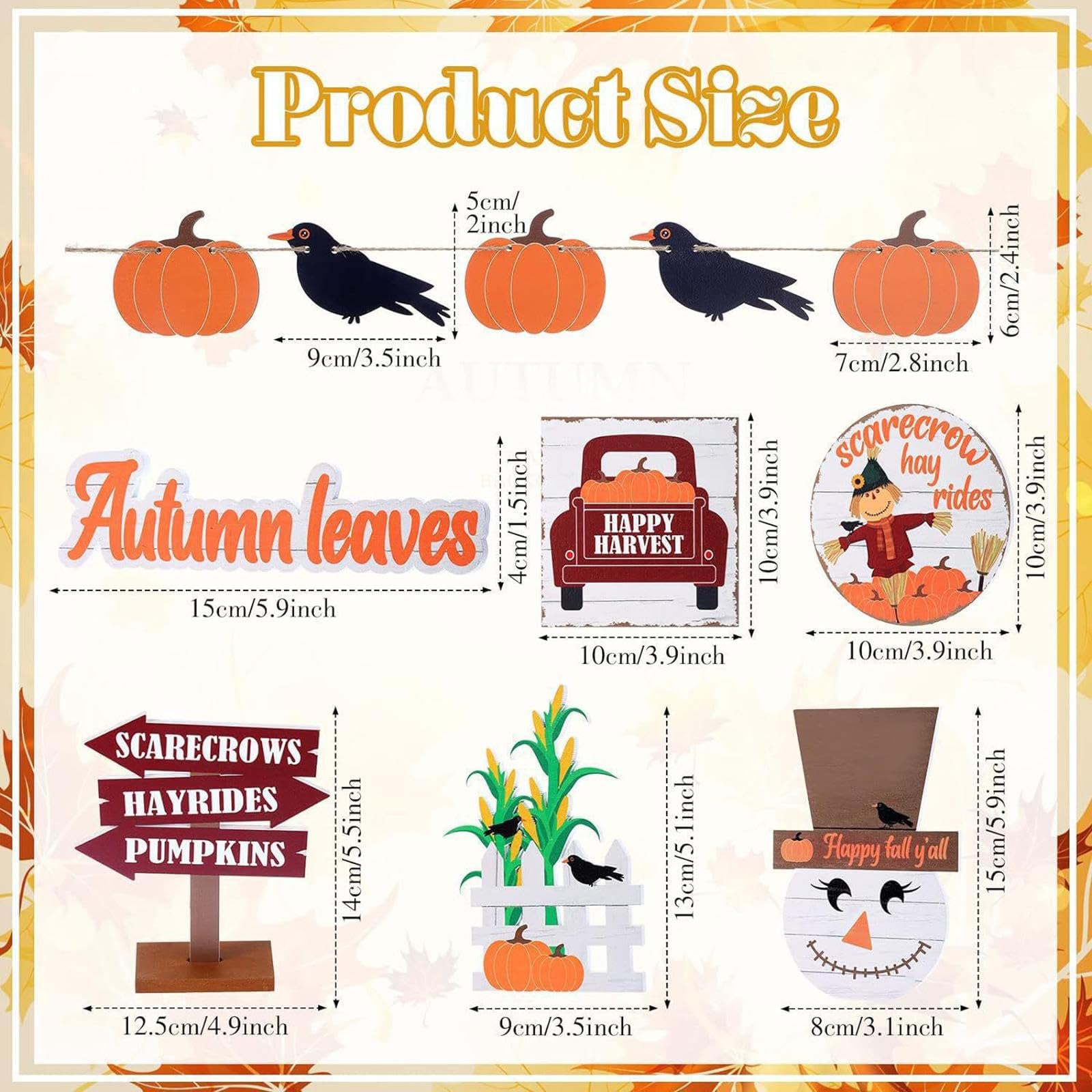 perfk Decorazione Autunnale a Forma di Vassoio a più Livelli, Decorazione Autunnale a Forma di Zucca, Cartello Decorativo da Tavolo, Rustica da Fattoria per