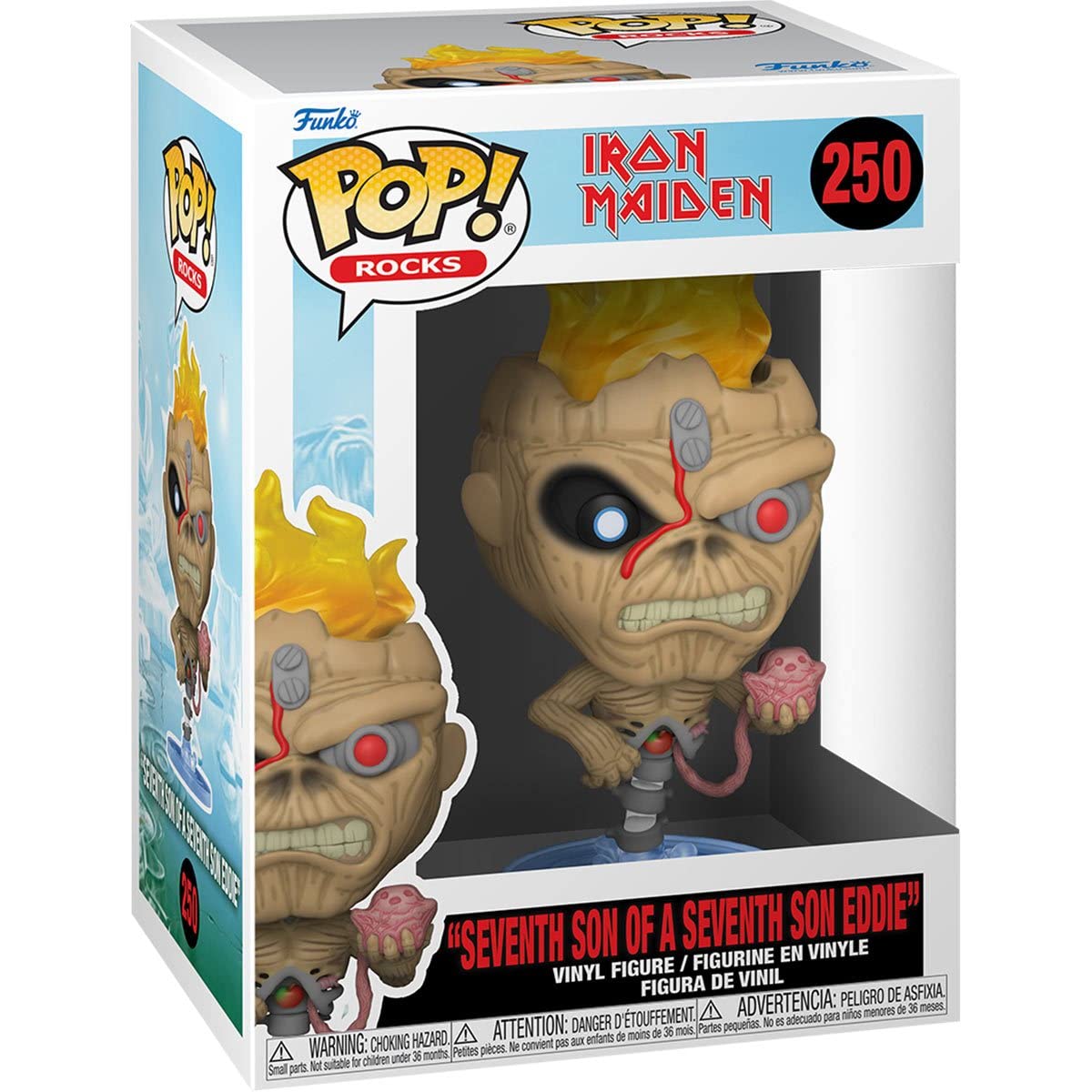POP Iron [Maiden] Eddie - siódmy syn siódmego syna Funko winylowa figurka (w zestawie z kompatybilnym etui ochronnym), wielokolorowa, 9,5 cm