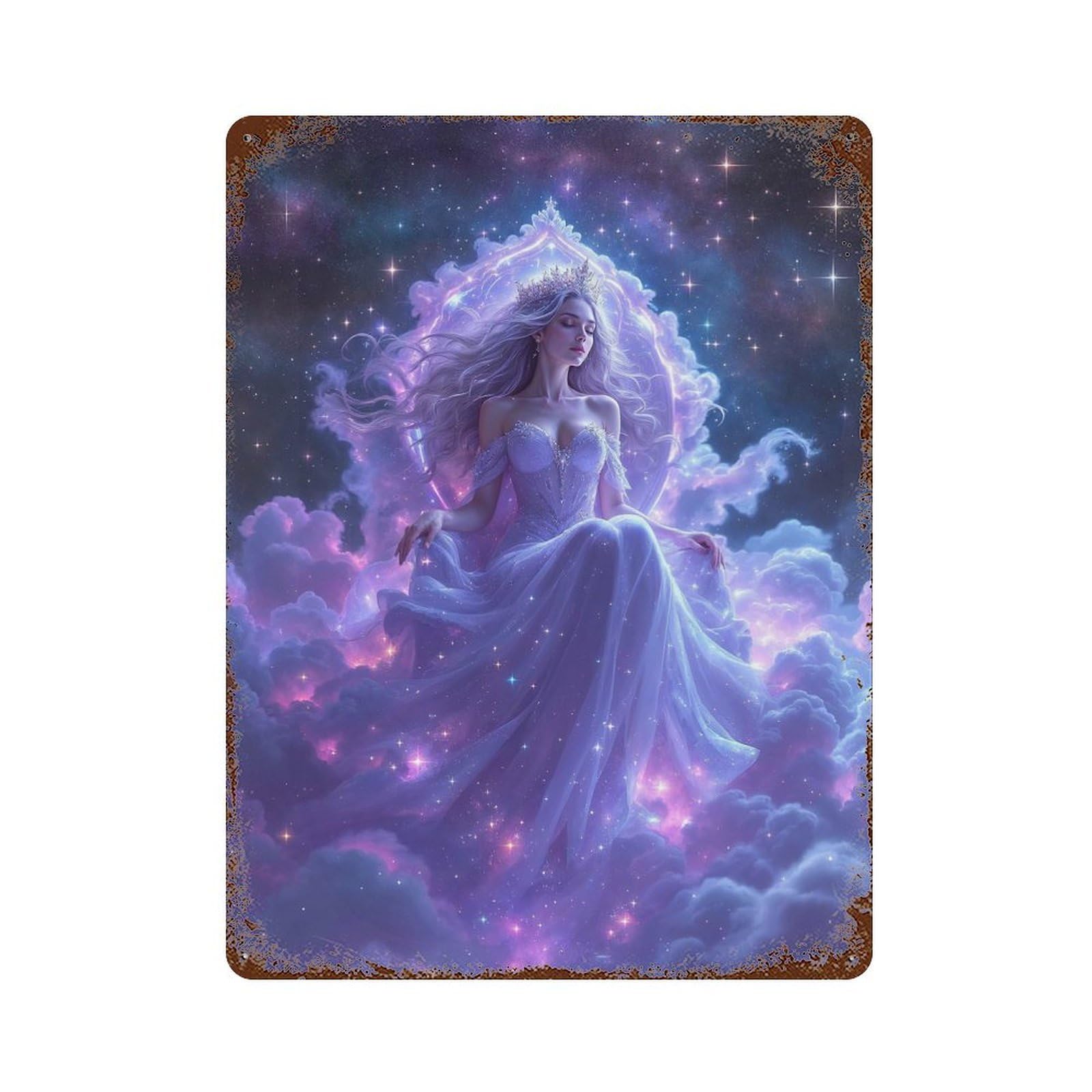Celestial Queen Retro Metal Sign 15.7"x11.8", Decorative Metal Wall Art for Garage, Bar And Workshop Decor