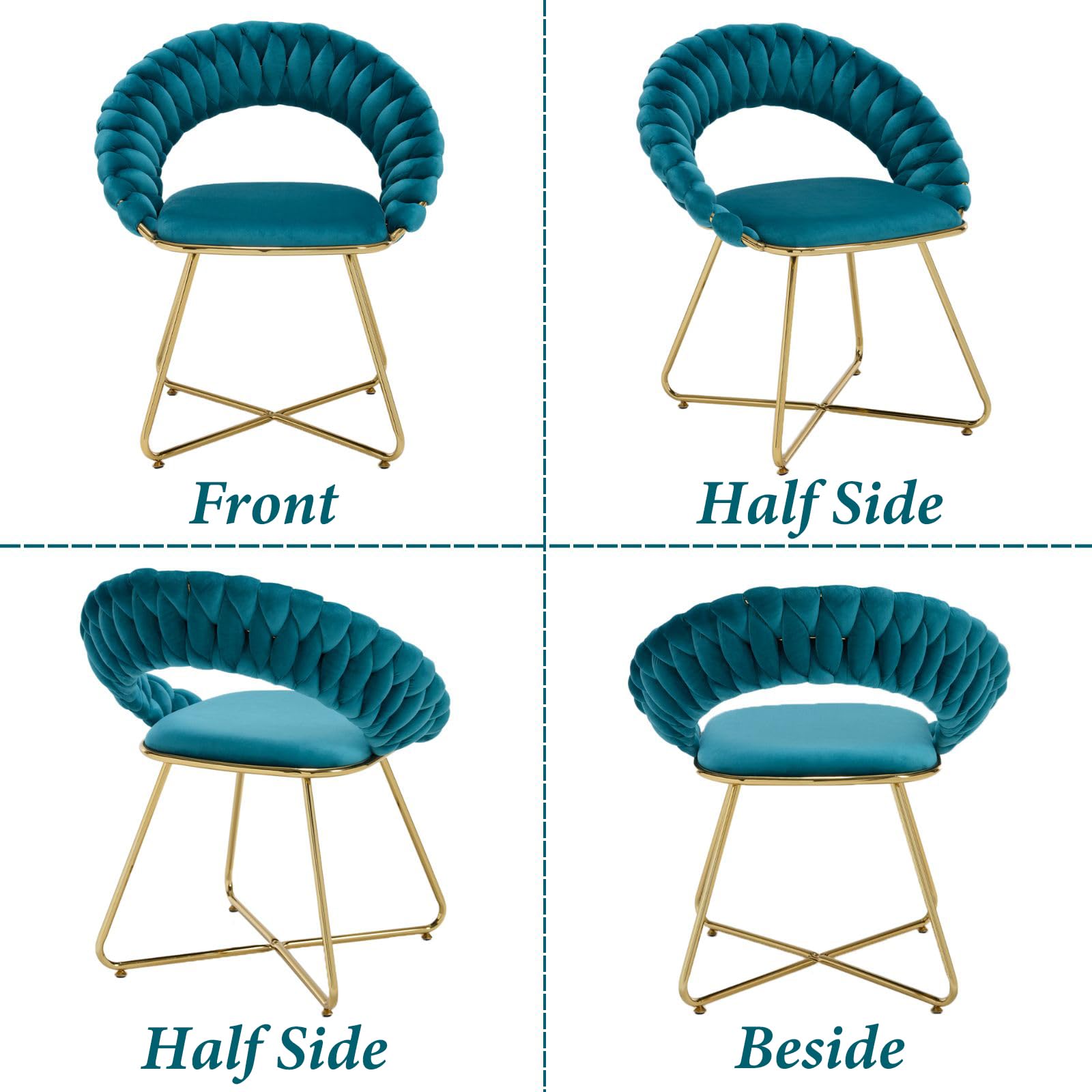 Ya-Home Set di 2 Poltrone Imbottita in Velluto Poltrona Salotto con Gambe in Metallo Oro Sedia da Salotto Moderna Poltrocina per Camera da Letto/Soggiorno, Petrolio