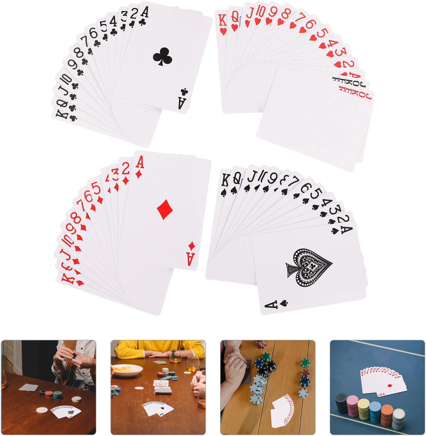 4 Sets Sublimation Playing Cards: Blanks Paper Printable Single-Sided Poker Size Cards for Home Entertainment and Game Party