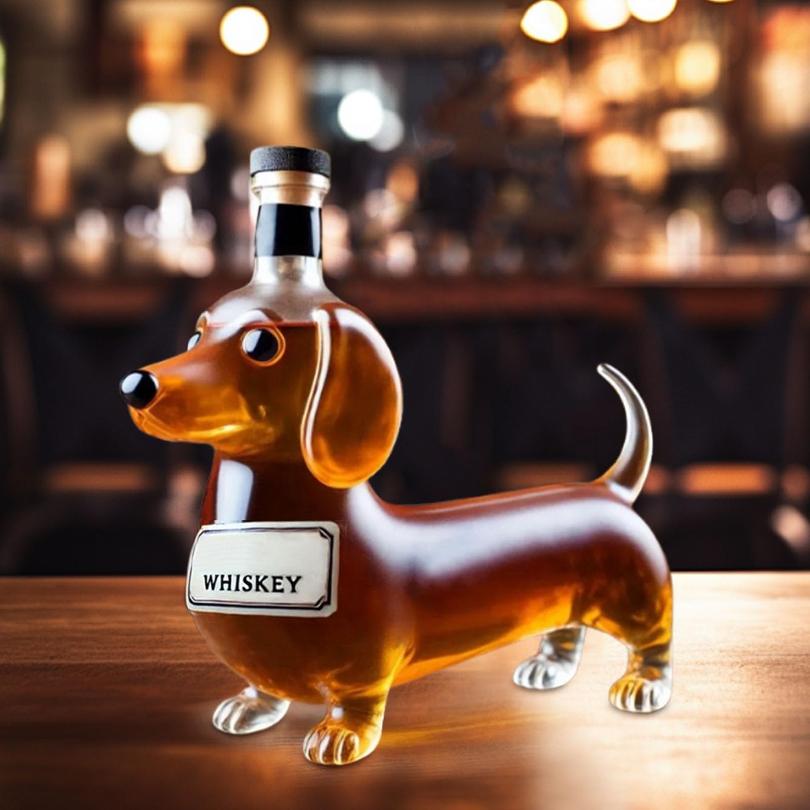 BCJMKDX Decanter, 10oz / 300ML 3D Dachshund Dog Shape Whiskey Wine Bottle, Decanter Glass Tumbler, Red(#2)