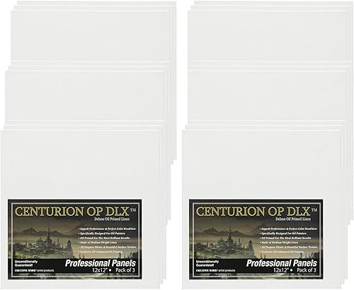 Miniatura 18 de Centurion Paquete de 3 paneles de lienzo de lino imprimados al óleo profesionales de lujo, paneles de lienzo con imprimación mejorada para pintura,