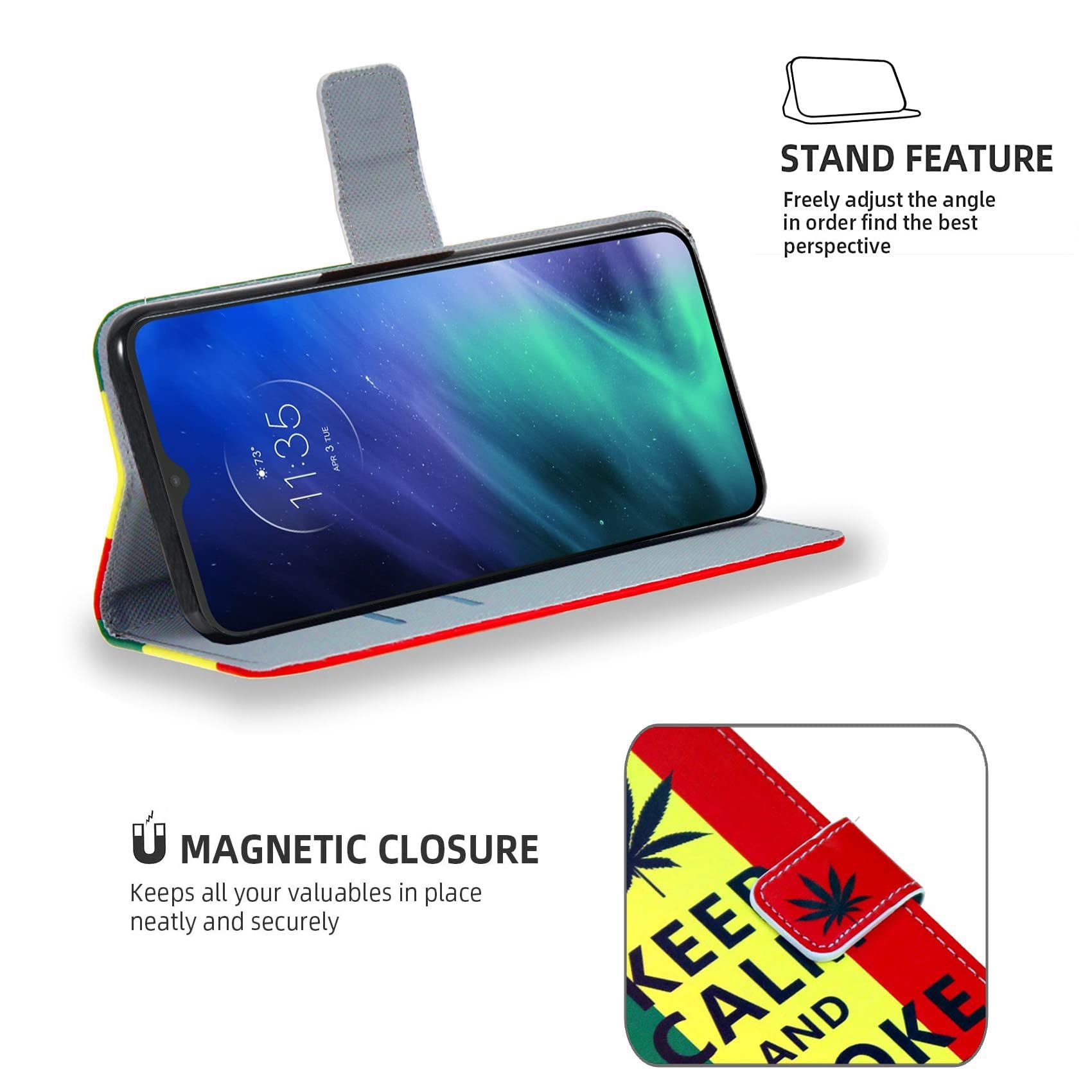 Funda Libro Motorola Funda Tipo Libro Plegable Para Motorola - Cubierta De Cuero Sintético, Soporte Integrado Y Carga Inalámbrica Qi Mochila Fotografia