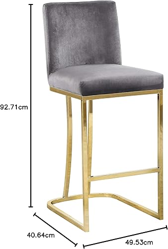 Miniatura 9 de Meridian Furniture Heidi Collection Modern  Taburete tapizado de terciopelo contemporáneo con marco de metal dorado pulido, crema, 16 pulgadas de
