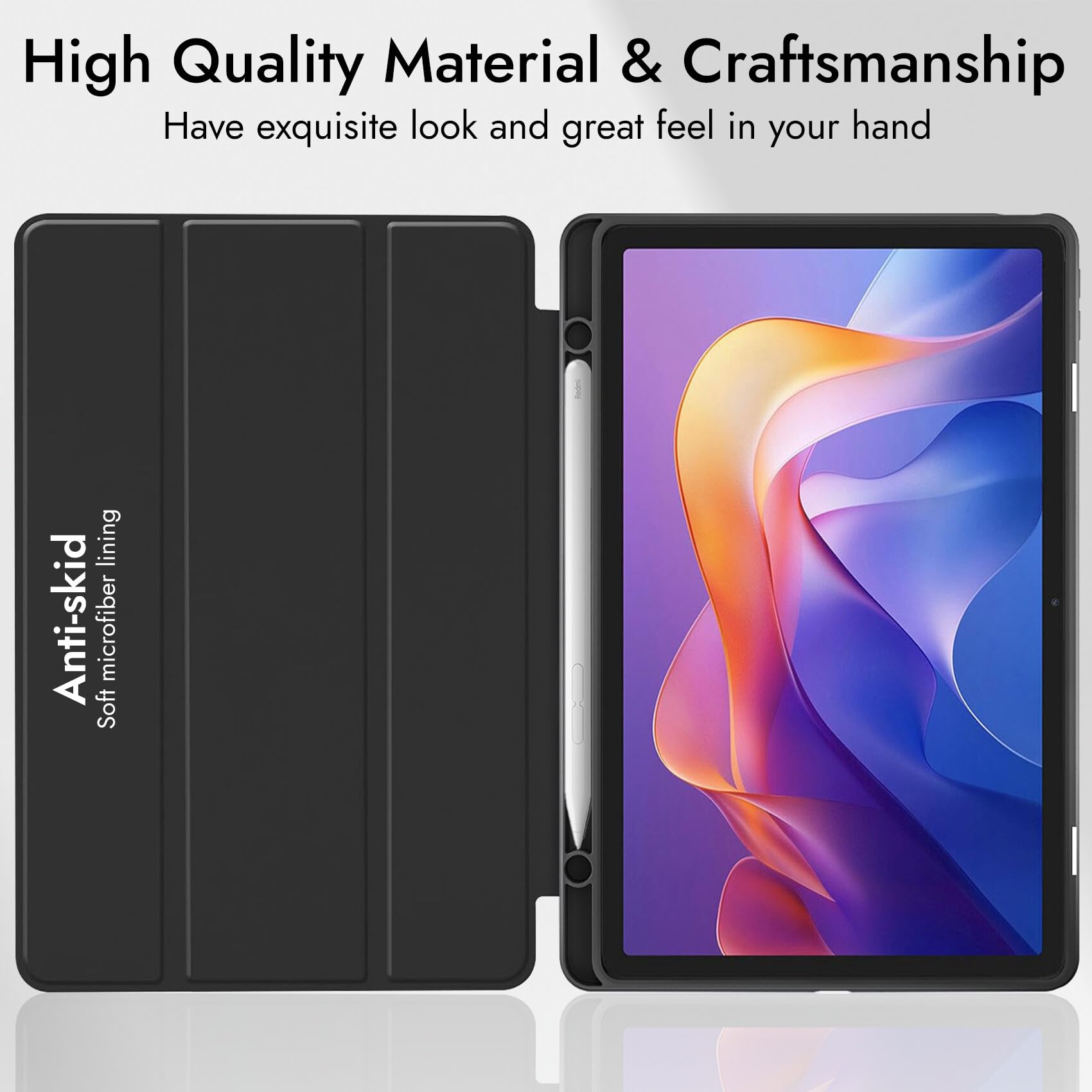 Robustrion Cover for Redmi Pad 2 11 inch Cover Case with [Pencil Holder], Trifold Flip Stand Cover Case for Redmi Pad 2 Cover 11 inch Tablet [Auto Sleep/Wake Support] - Black — Amazon image 6
