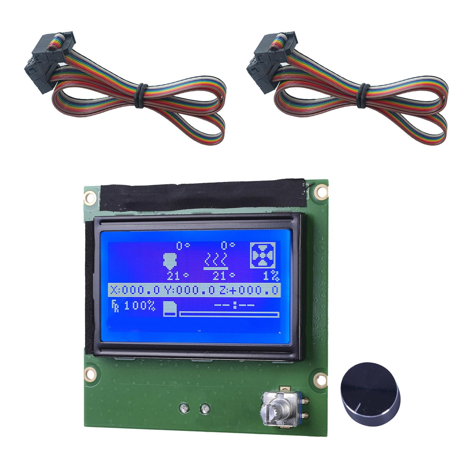 Écran LCD pour imprimante 12864 bleu avec panneau de commande et câble ruban