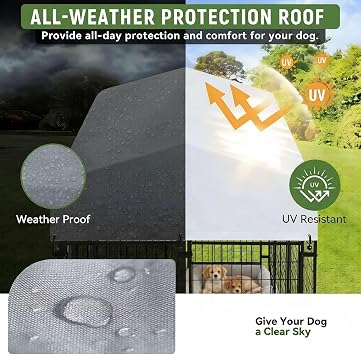 4 x 4 x 4.25 FT Outdoor Dog Kennel with Roof for Small Dogs