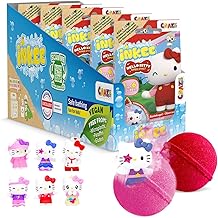 INKEE Hello Kitty 5-Pack Bath Bombs with Surprise - 5 of 6 Hello Kitty Figures to Collect - 5x 80g Bath Balls with Watermelon and Jojoba Oil, Pink or Red