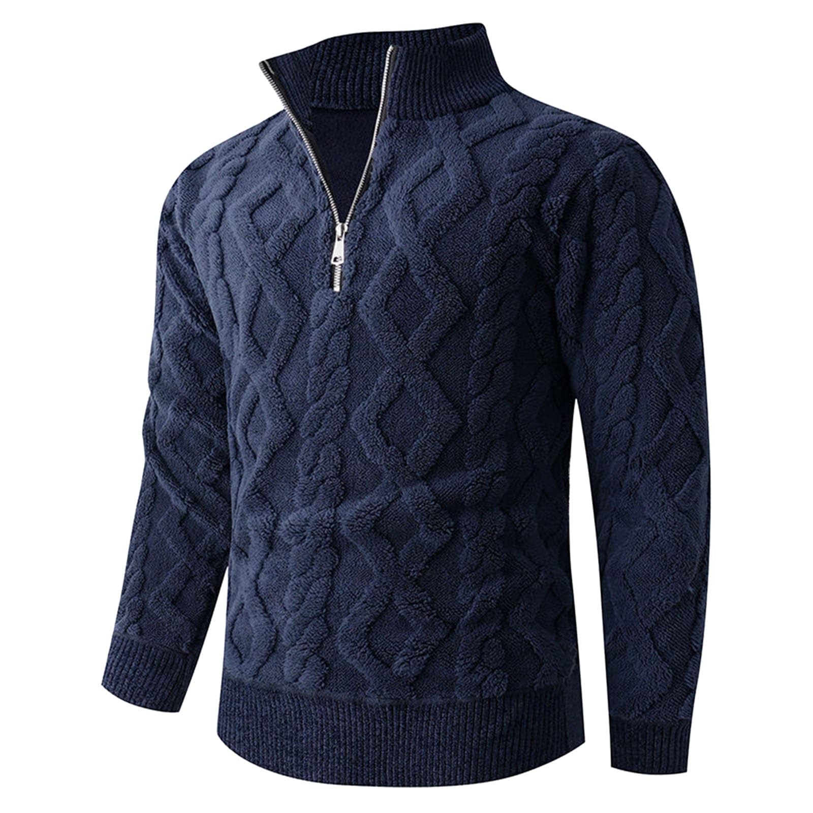 Generisch Hybridjacke Damen Leicht Halb-Reißverschluss-Strickjacke mit Stehkragen und Strickdesign – bequeme, warme Winterjacke für einen lässigen Look