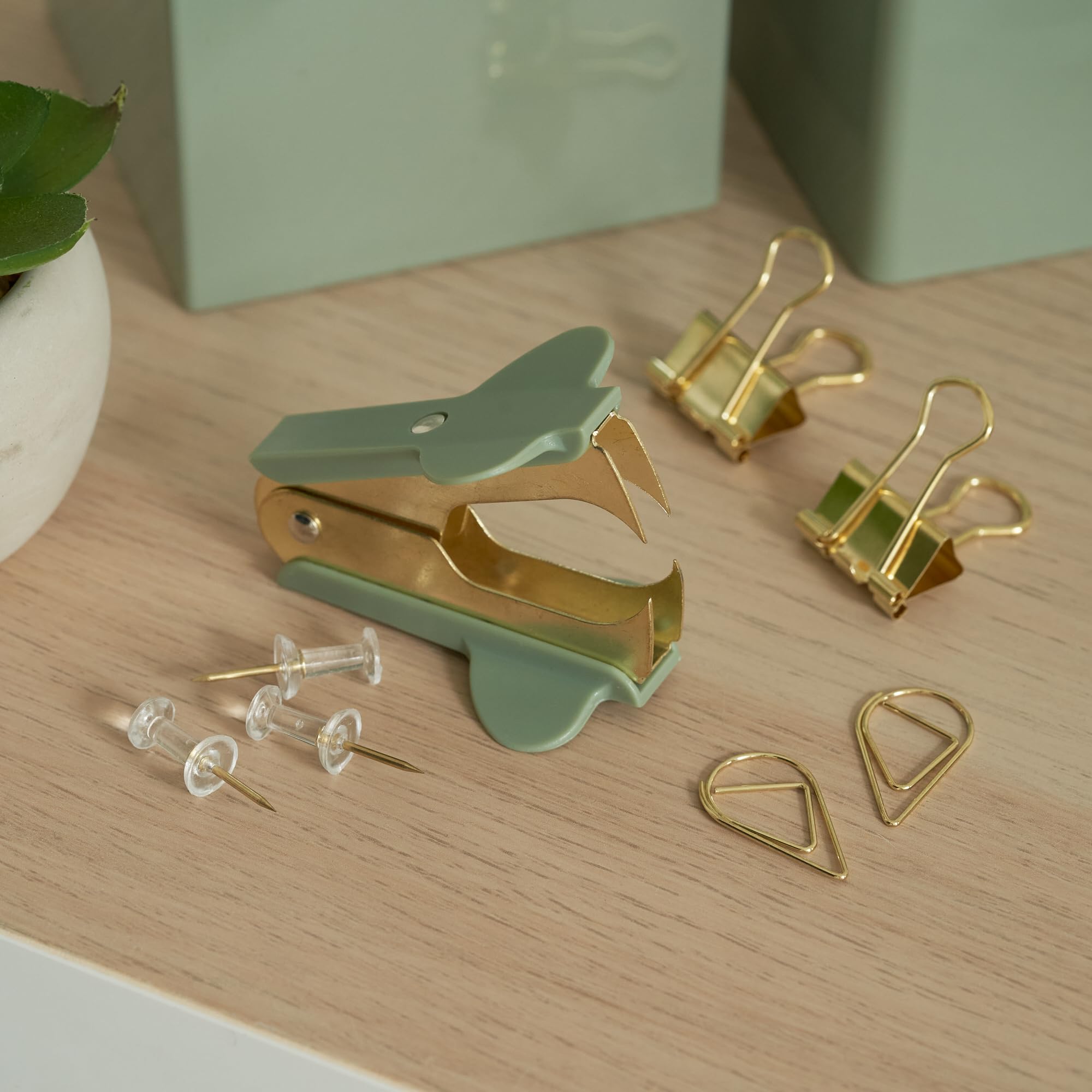 Ästhetisches Schreibtischzubehör-Set – ein komplettes Schreibtisch-Organizer-Set für Frauen wertet jede Bürodekoration auf – ein Bürobedarf-Set mit goldfarbenem Finish inkl. Stifthalter, Schere