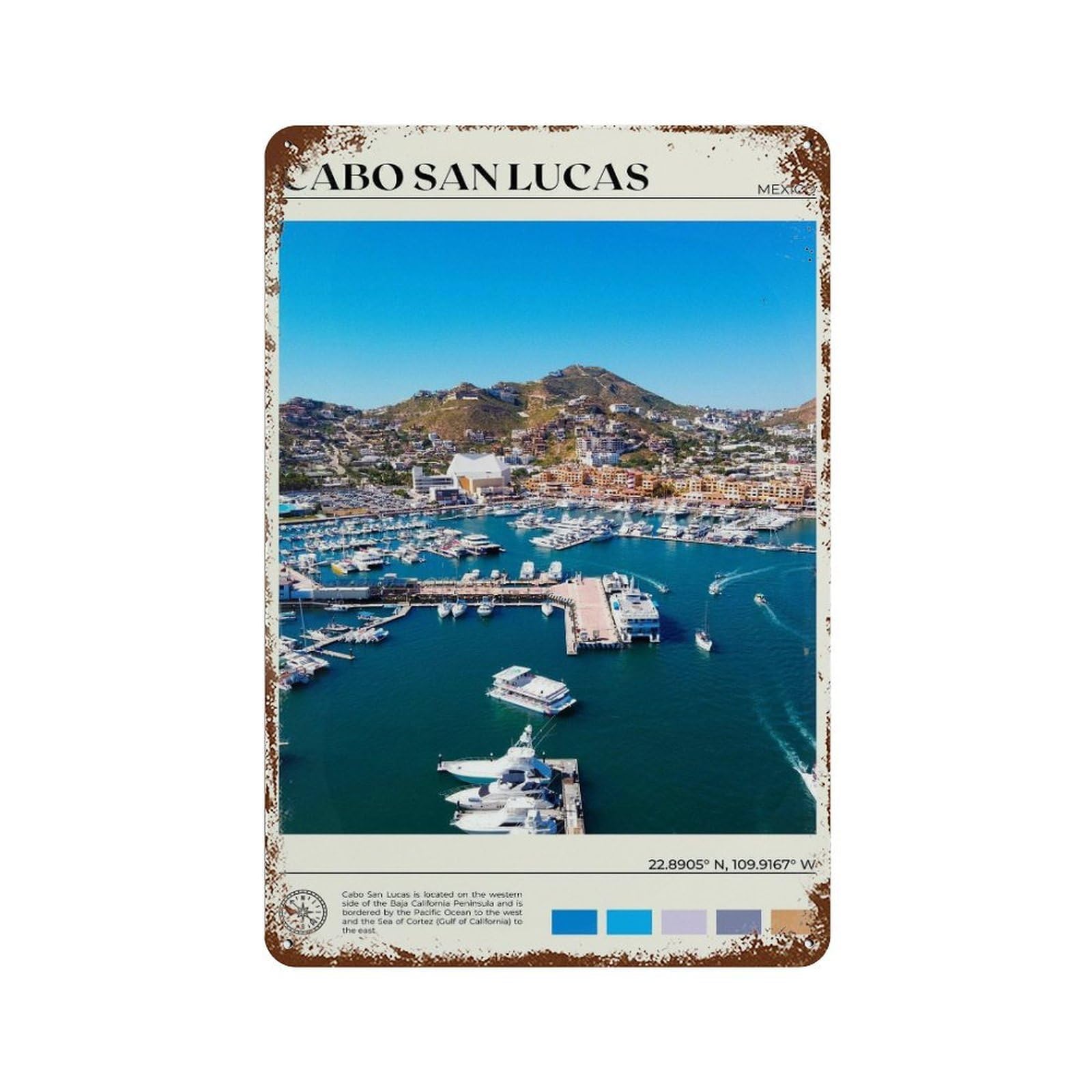 xiaoxiaoshen Real Photo Cabo San Lucas Decor Mexico Wall Decor Art Metal Tin Poster Modern Home Decor Art Home Bar Shop Decorations Vintage Sign 30x20cm