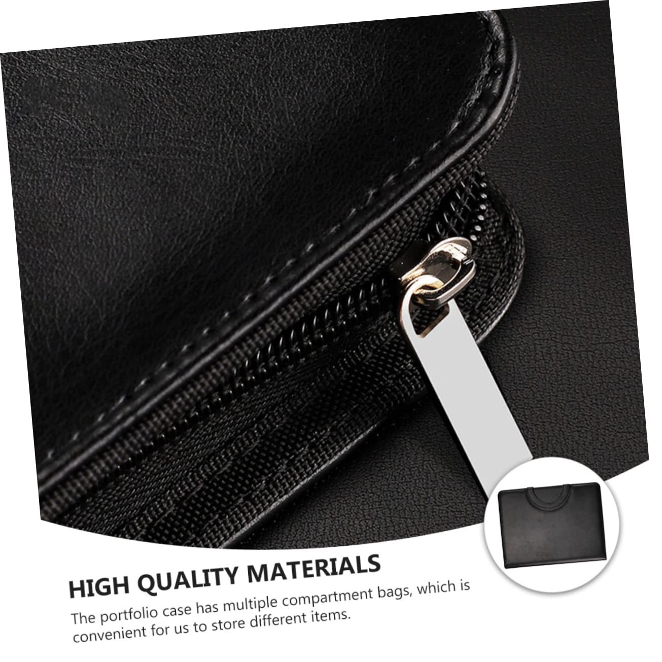 OSALADI Carpeta Portafolios con Cremallera A4 Negra de Pu para Negocios | Cuaderno A4 Incluido, Varios Compartimentos, Ligera y Elegante, Protege el Contenido y Facilita el Transporte