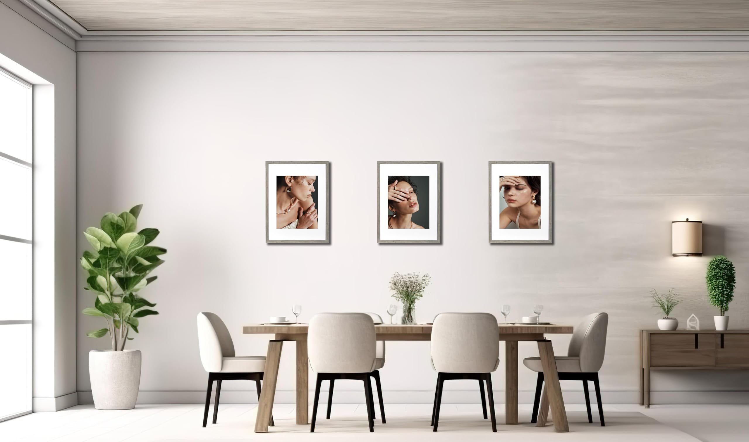 Scholar Tree Cement Grey Picture Frame 12x16 (30x40cm) with Mount for 8.5x11, Set of 3, 30x40cm Poster Frame,Wall Mountable - Image 2
