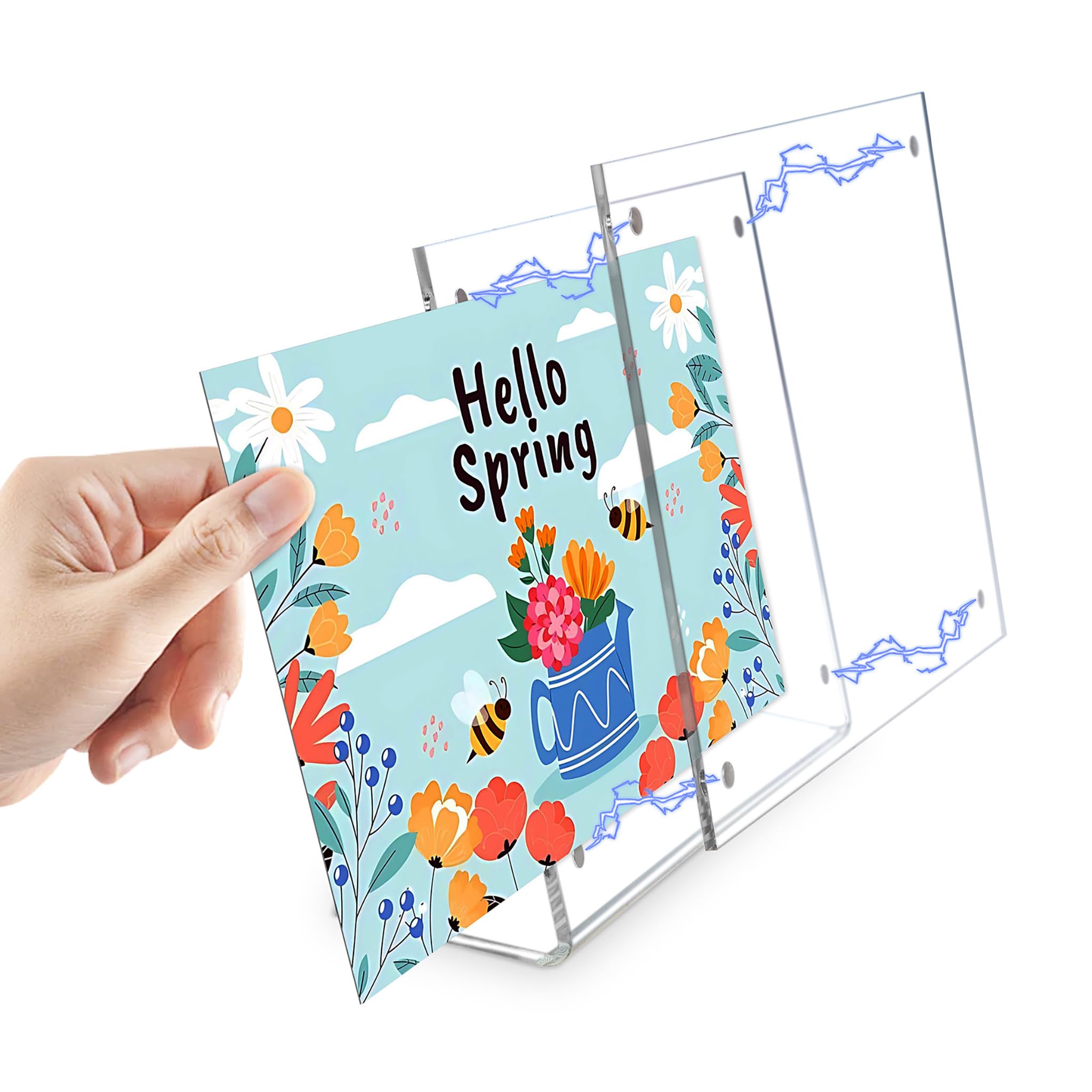 CoolChange espositori da tavolo in acrilico con chiusura magnetica | Supporti a L trasparenti per foto, cartellini e info | Formati DIN A7, A6, A5 – Disponibili in varianti (20, 105x75mm / Formato A7)