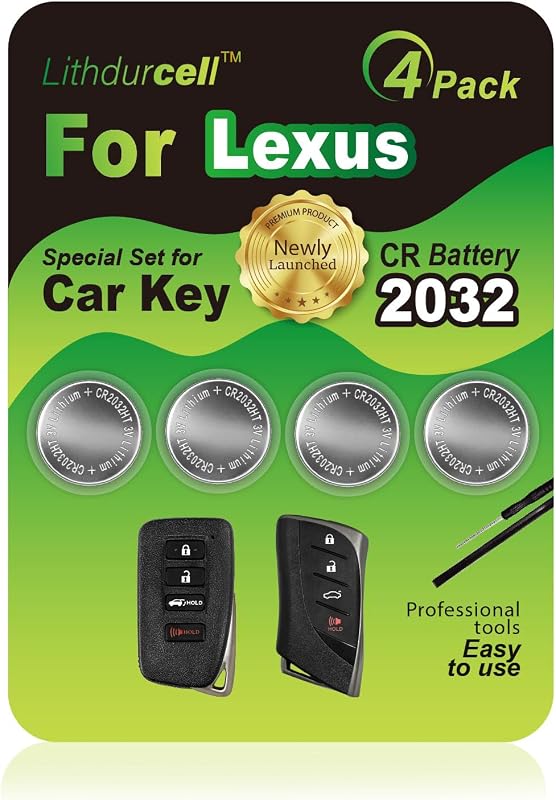 Bateria CR2032 para Chave Presencial Lexus Lithdurcell – Pacote com 4 e Ferramentas