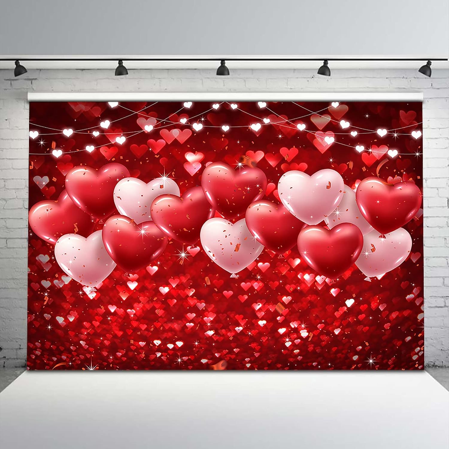 Avezano Valentine's Day Photography Backdrop Red Glitter Balloons Love Sweethearts Romantic Lover Background Valentine Kids Portraits Wedding Bridal Shower Photo Shoot Props (10x8)