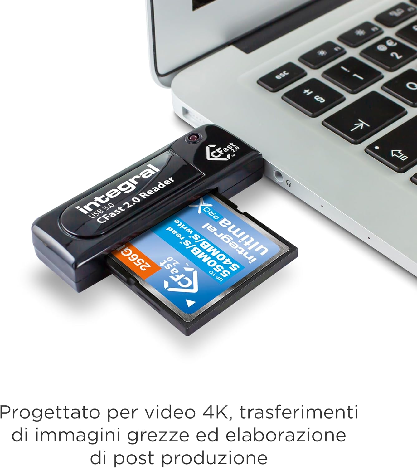 Integral Cfast 2.0 Super Speed USB 3.0 Memory Card Reader Adapter - Plug & Play, Lightning Fast File Access and Designed for 4K Videos, raw Image transfers & Post Production Processing