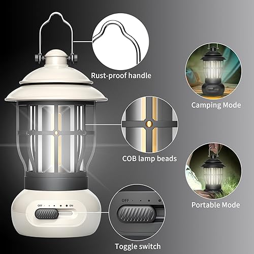 Miniatura 4 de Lámpara de camping, linterna de camping, linterna COB para corte de energía, linterna para suministros de emergencia, adecuada para interiores y
