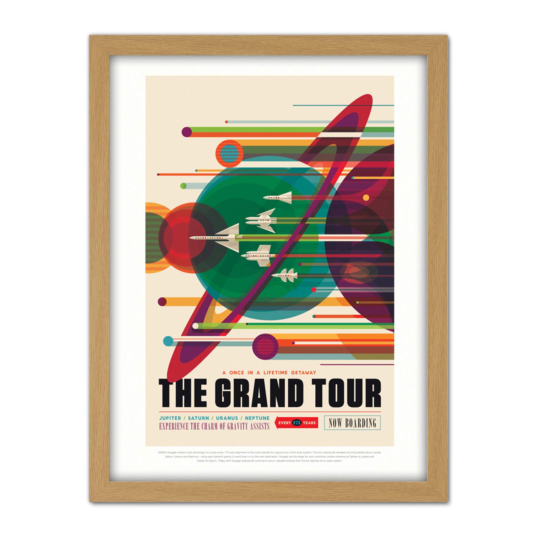 Wee Blue Coo NASA Space Travel Advert Grand Tour Artwork Framed Wall Art Print 18X24 Inch
