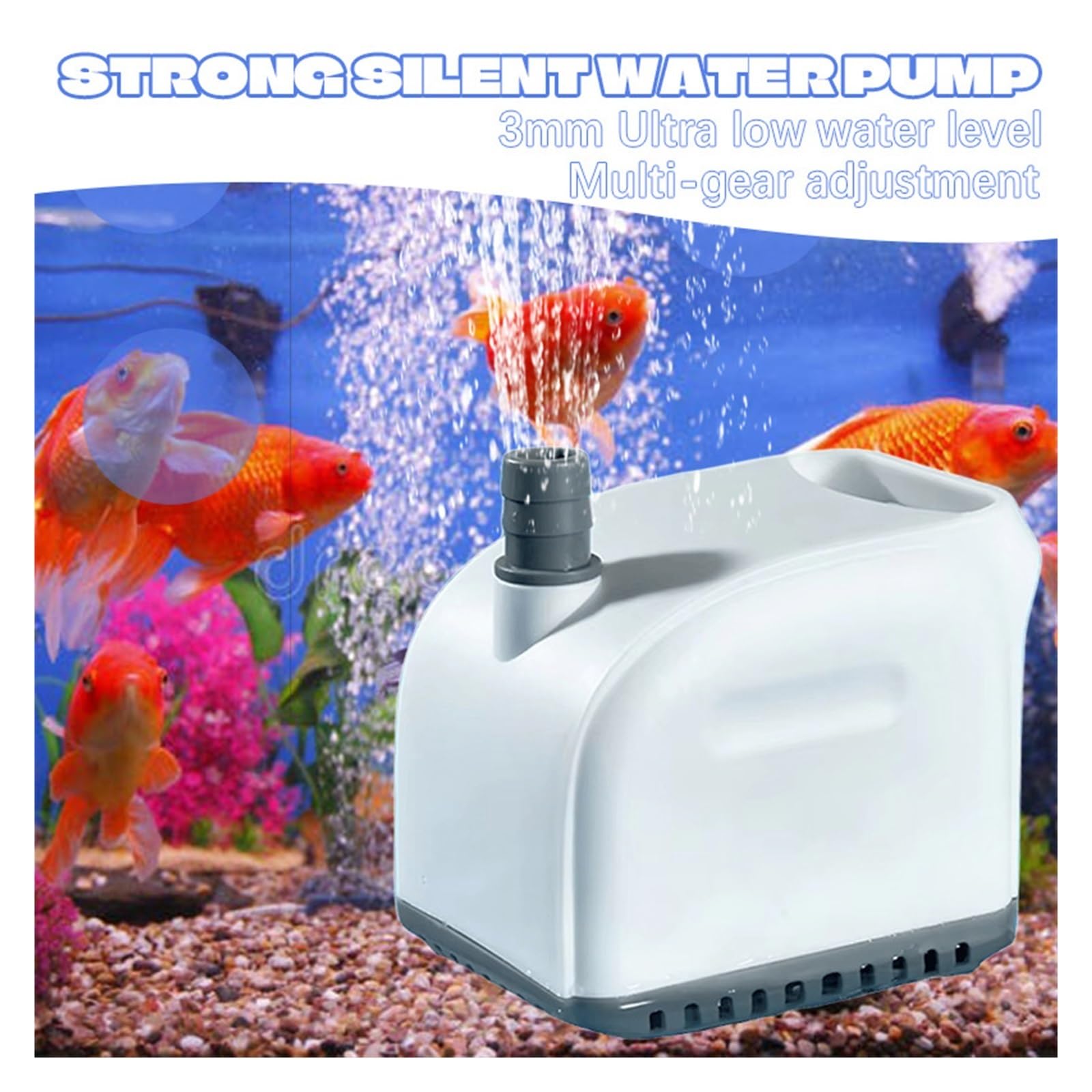 Bomba de agua de diafragma autocebante Bomba De Succión Fondo For Acuario, 3 Mm, Nivel Bajo Agua, Agua Pecera, Sumergible Silenciosa Estanque, Fuente Y Jardín.(45W)
