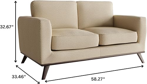 Miniatura 2 de LeisureMod Chester - Sofá biplaza de cuero moderno con base de madera de abedul, color negro