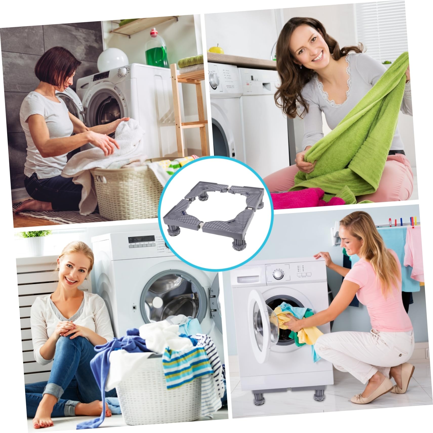 SHINEOFI Base de Lavadora Multifuncional Ruedas Giratorias para Refrigerador y Secadora, Soporte Estable y Antivibración para Electrodomésticos