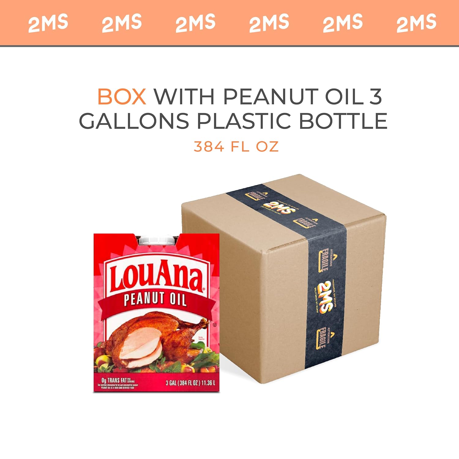 2MS Box with 20 Peanut Frying Oil 3 Gallons Plastic Bottle 384 fl oz each one