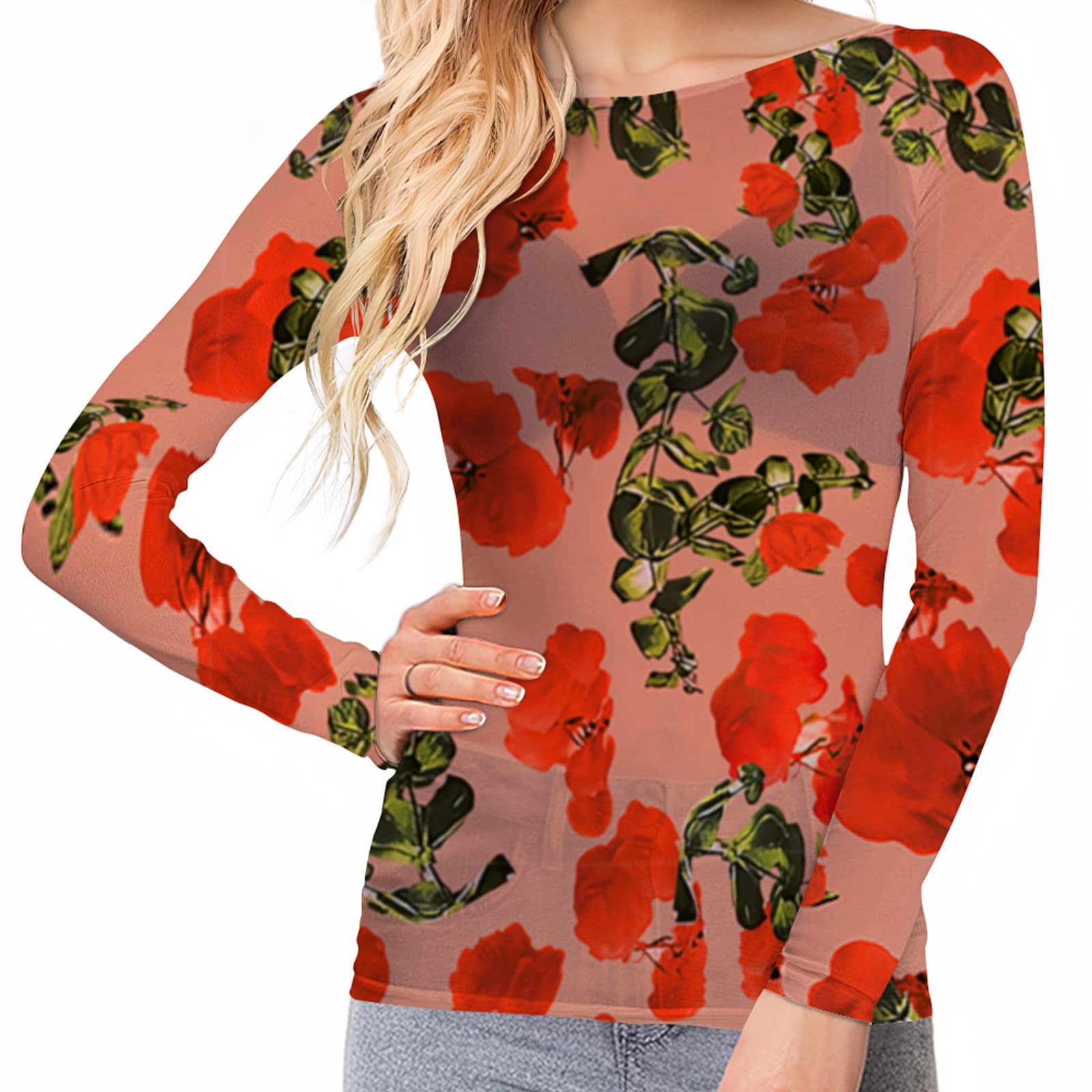 Buauty Sheer Tops for Women,Mesh Fishnet Tops Plus Size,Stylish and Sensational Mesh Blouses for Fashion-Forward Ladies