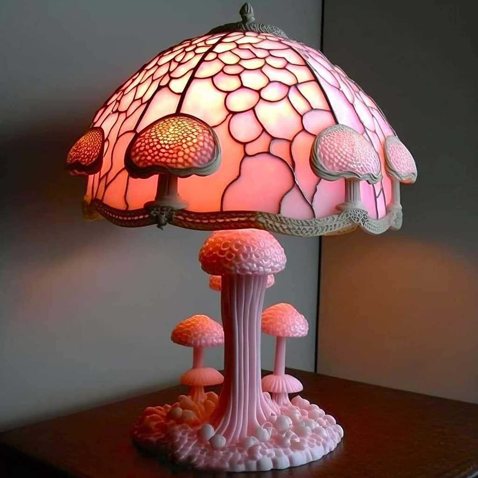 Nachtlichter in Tierform, Fantasy Stained Plant Series Mini-Nachttischlampe im Vintage-Stil, dekorative Nachttischlampe aus böhmischem Harzpilz(H)