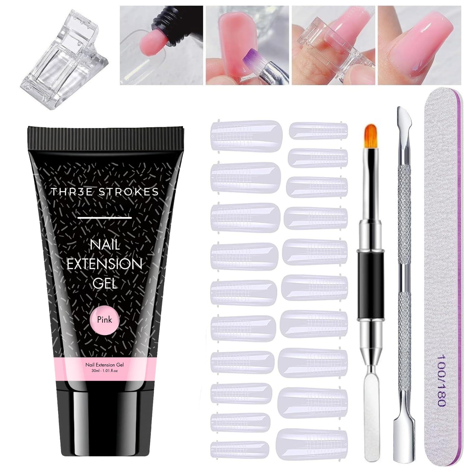 Poly Nail Gel Extension Kit for Builder Gel UV Nail Art Kit, Nail Extension Set (6 Items in the set) (PINK)-image-35