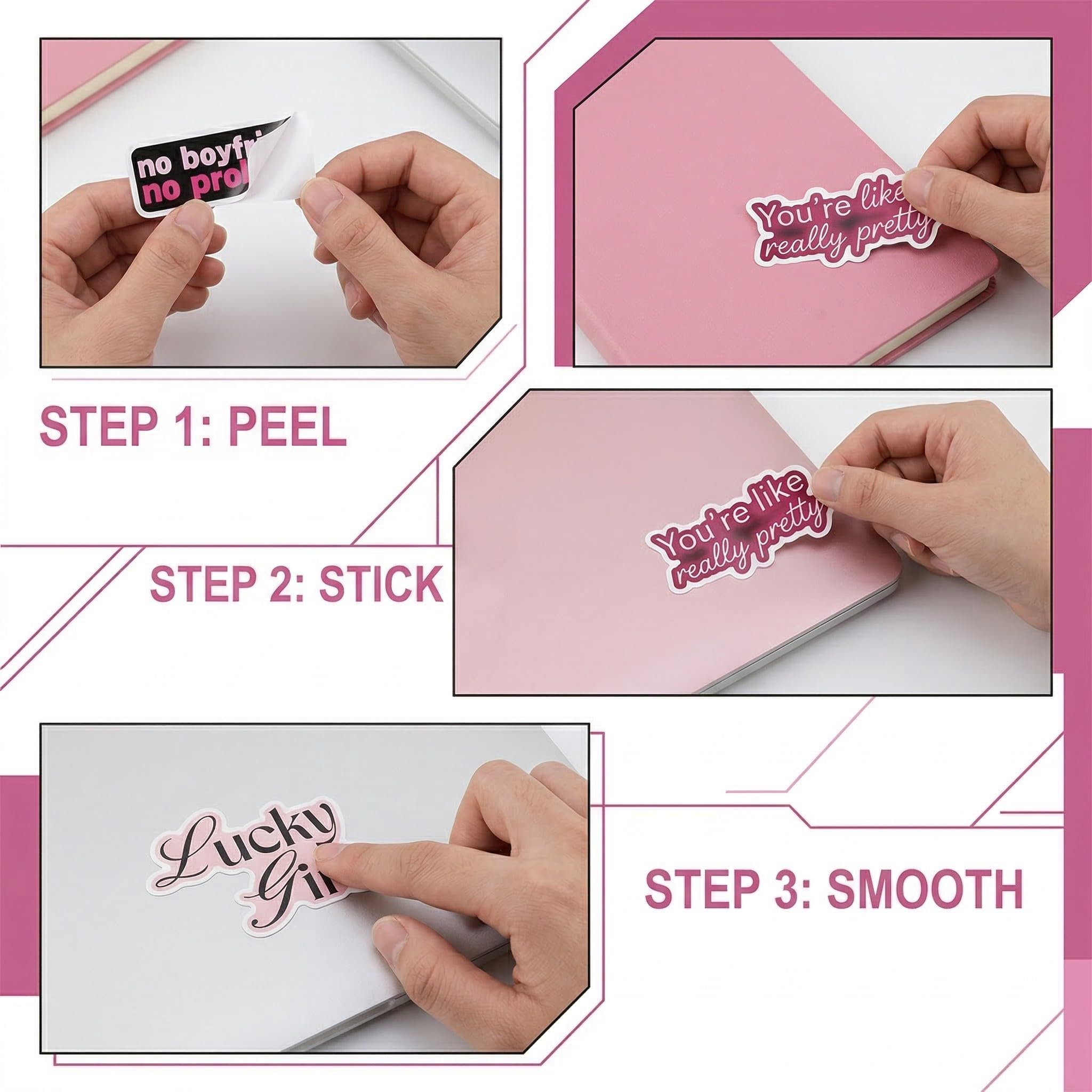 50 Pezzi Y2K adesivi stickers aesthetic eleganti adesivi per computer portatili bottiglie d'acqua moto e altro ancora design hip hop e graffiti per bambini e adulti（Rosa）