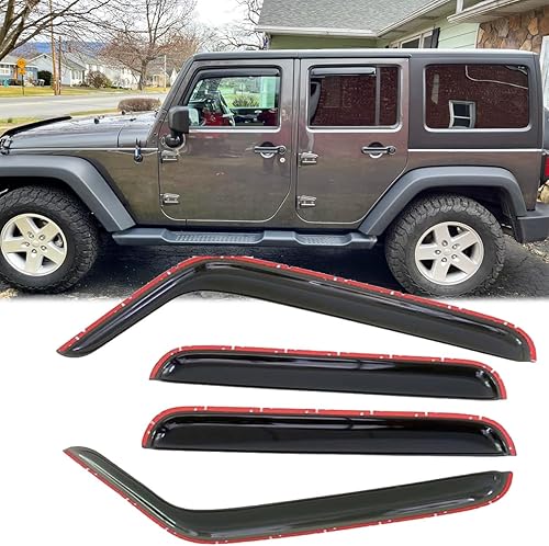 4 protectores de lluvia para ventana, estilo canal, deflectores de viento laterales duraderos, color humo oscuro, bonitas viseras de ventana