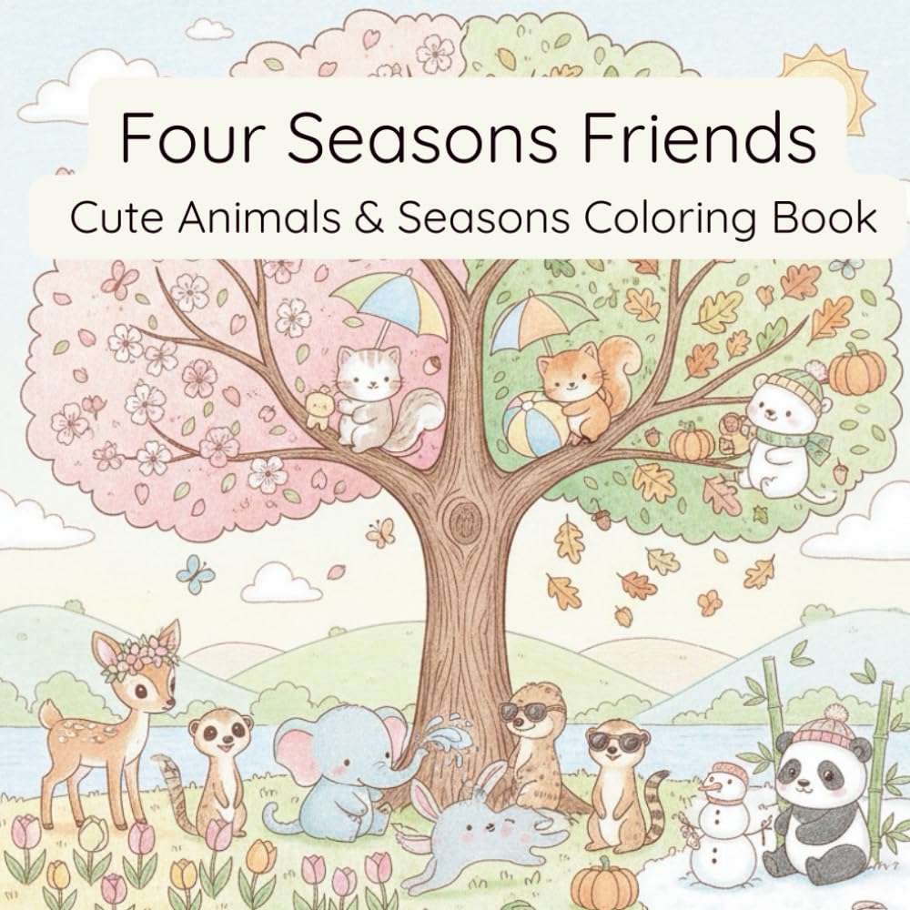 Four Seasons Friends: Cute Animals & Seasons Coloring Book