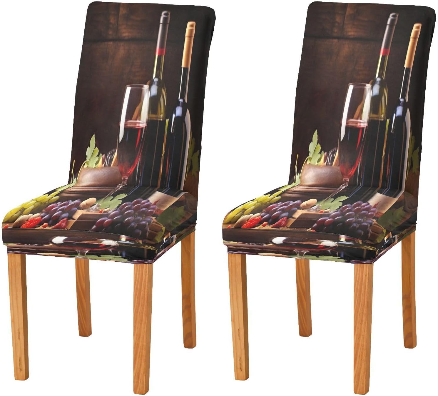 Dining Room Chair Covers Removable Washable Vineyard Wine Drape Soft Stretchy Chair Cove Protector for Dining Room,Hotel,Home Decor,Set of 4
