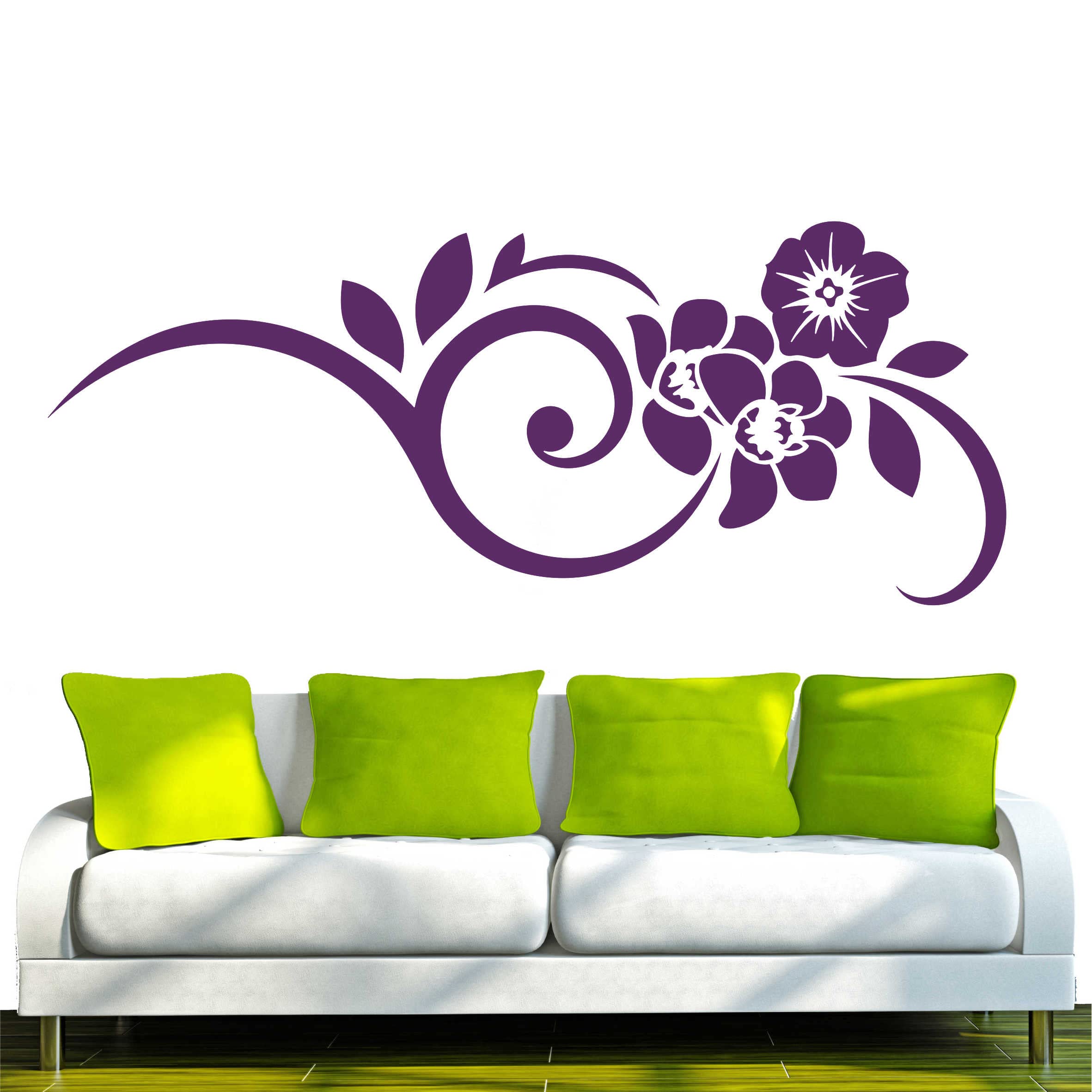 INDIGOS UG - Decalcomanie da muro - adesivi da parete - Murale - f75, floreale, 160 x 93 cm - blu - Decorazione per soggiorno, camera dei bambini, ufficio, scuola